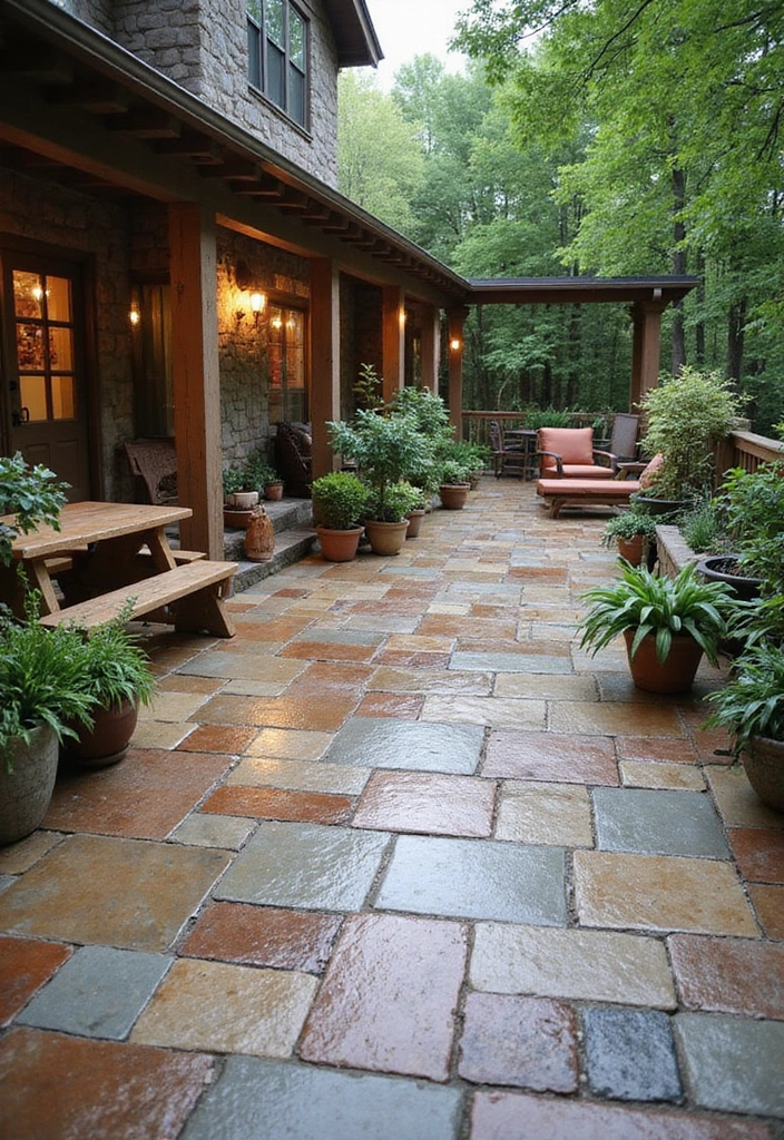 30 Backyard Cement Patio Designs That Feel Modern - 2. Rustic Charm