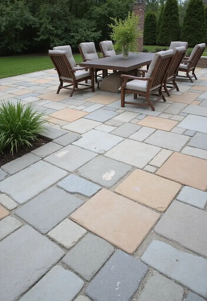 30 Backyard Cement Patio Designs That Feel Modern - 4. Contemporary Square Tiles