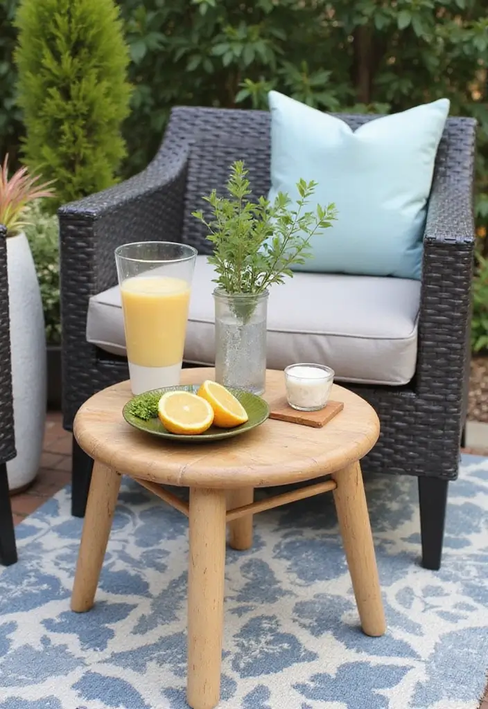 30 Backyard Patio Ideas on a Budget That Look Expensive - 22. Chic Outdoor Side Table