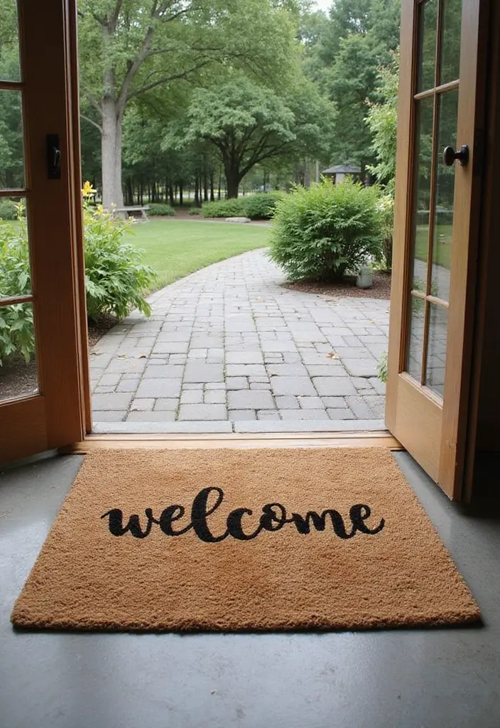30 Backyard Patio Ideas on a Budget That Look Expensive - 30. Personalized Welcome Mat