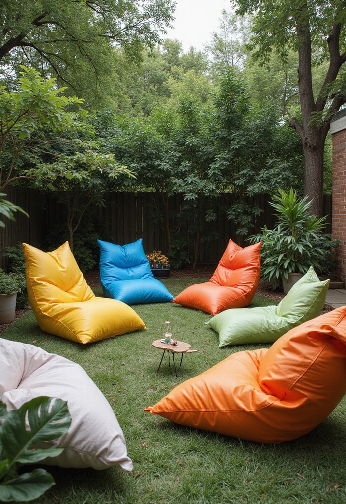 30 Backyard Sitting Area Ideas That Feel Cozy and Welcoming 13 30 Backyard Sitting Area Ideas That Feel Cozy and Welcoming - 13. All-Weather Bean Bags