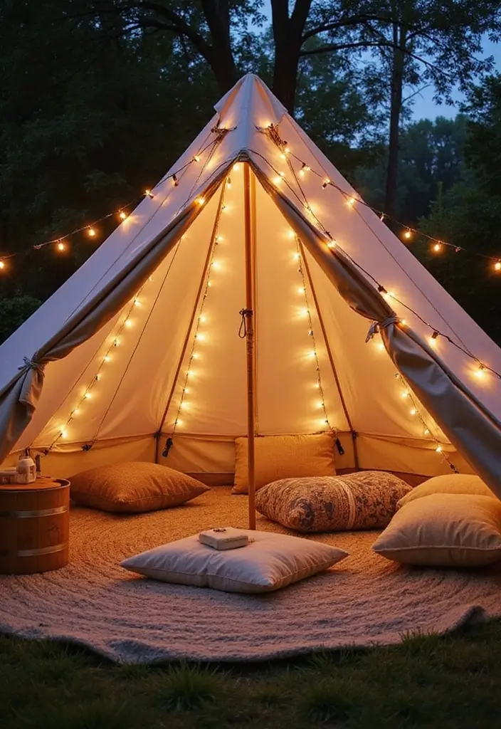 30 Backyard Sitting Area Ideas That Feel Cozy and Welcoming 21 30 Backyard Sitting Area Ideas That Feel Cozy and Welcoming - 21. Cozy Tented Retreat