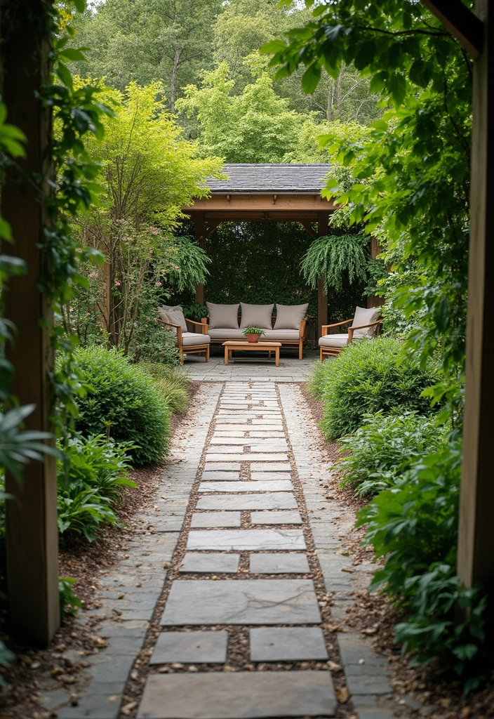 30 Backyard Sitting Area Ideas That Feel Cozy and Welcoming 25 30 Backyard Sitting Area Ideas That Feel Cozy and Welcoming - 25. Paver Pathway Lounge