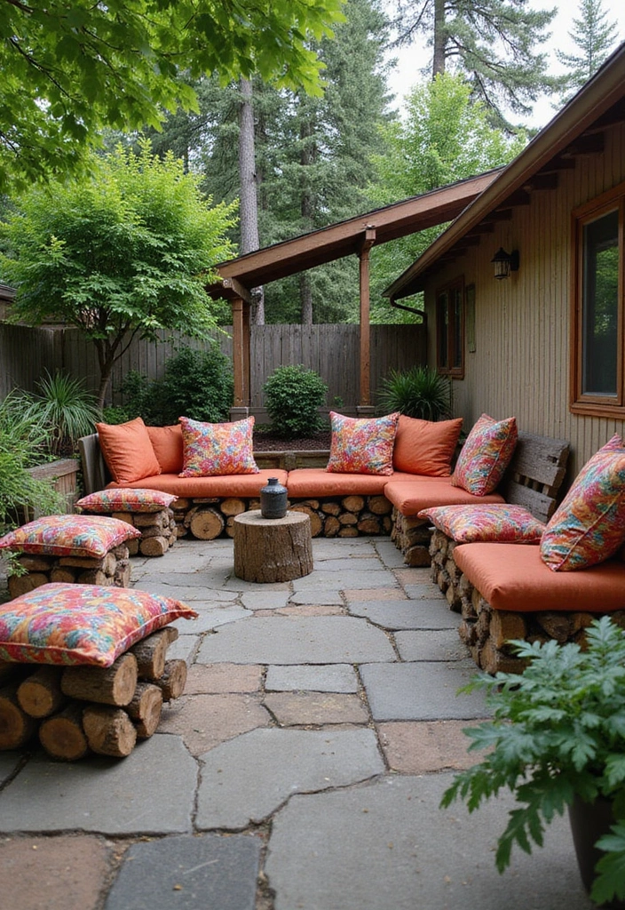 30 Backyard Sitting Area Ideas That Feel Cozy and Welcoming 27 30 Backyard Sitting Area Ideas That Feel Cozy and Welcoming - 27. Cozy Firewood Seating