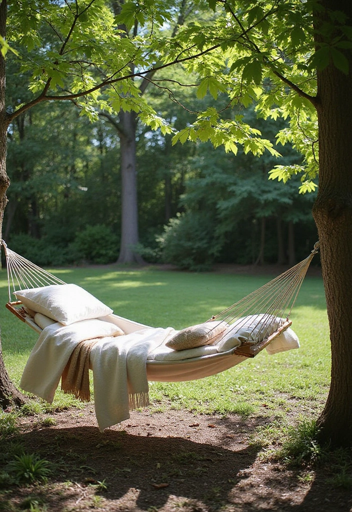 30 Backyard Sitting Area Ideas That Feel Cozy and Welcoming 3 30 Backyard Sitting Area Ideas That Feel Cozy and Welcoming - 3. Hammock Haven