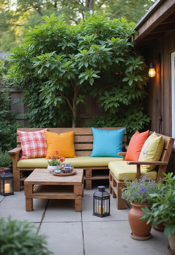 30 Backyard Sitting Area Ideas That Feel Cozy and Welcoming 5 30 Backyard Sitting Area Ideas That Feel Cozy and Welcoming - 5. Rustic Wooden Pallet Seating