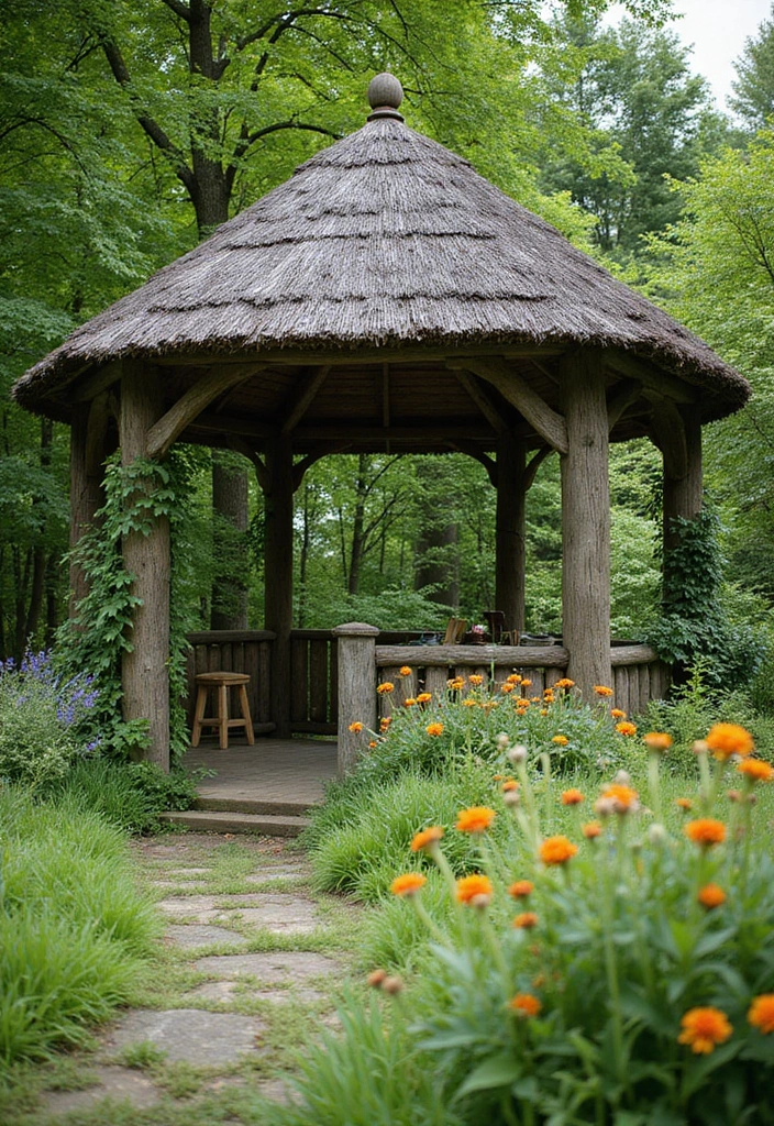 30 Gazebo Backyard Ideas That Add Shade and Charm - 1. Rustic Wooden Gazebo