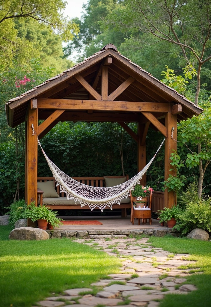 30 Gazebo Backyard Ideas That Add Shade and Charm - 19. Gazebo with Hammock