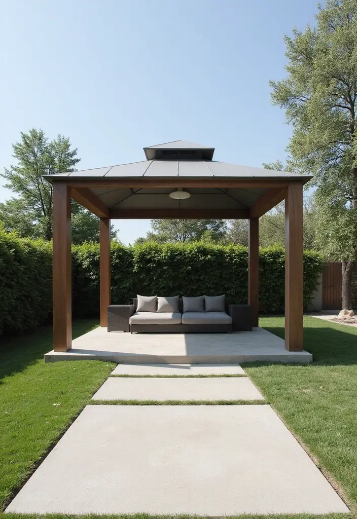 30 Gazebo Backyard Ideas That Add Shade and Charm - 29. Minimalist Gazebo Design