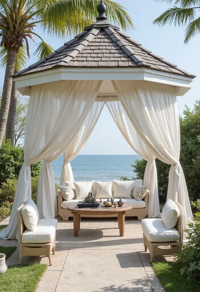 30 Gazebo Backyard Ideas That Add Shade and Charm - 6. Coastal Style Gazebo