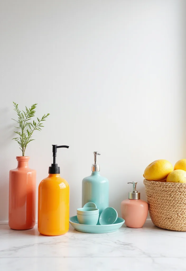 12 Bathroom Ideas White for Clean Bright Timeless Appeal - 5. Bright Accessories for Contrast