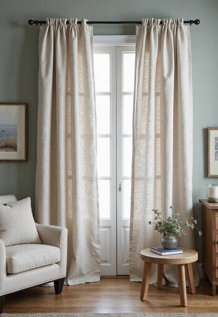 12 Blue Living Room Curtain Ideas for Fresh Calm Inviting Style - 7. Ocean-Inspired Fabric for Textured Elegance