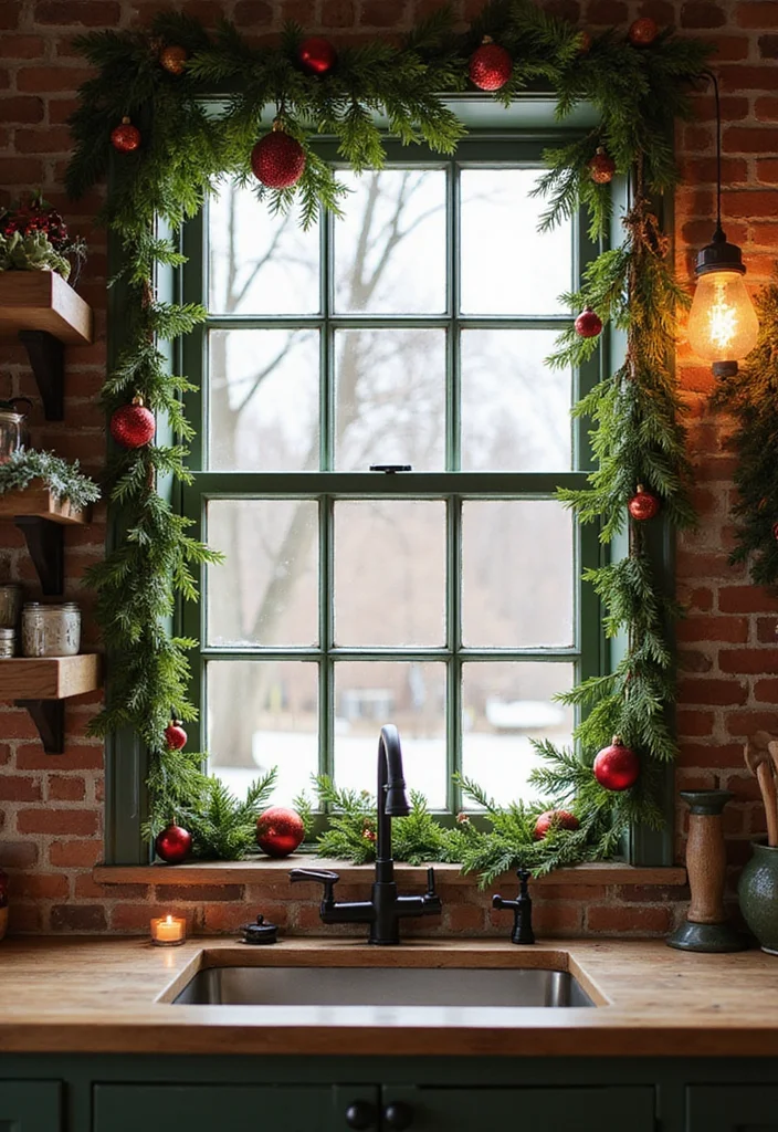 12 Christmas Kitchen Decor Ideas for Warm Festive Seasonal Style - 10. Festive Window Displays