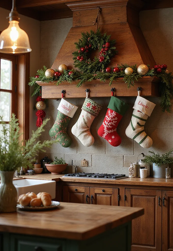 12 Christmas Kitchen Decor Ideas for Warm Festive Seasonal Style - 11. Personalized Stockings