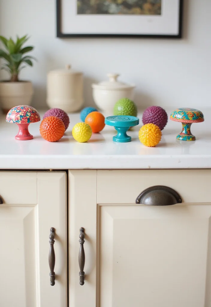 12 Kitchen Cabinet Hardware Ideas for Easy Instant Upgrades 8. Colorful Resin Knobs