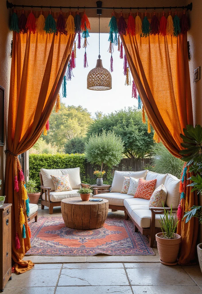 12 Porch Curtain Ideas for Breezy Shade and Outdoor Comfort - 10. Fringe and Tassel Details