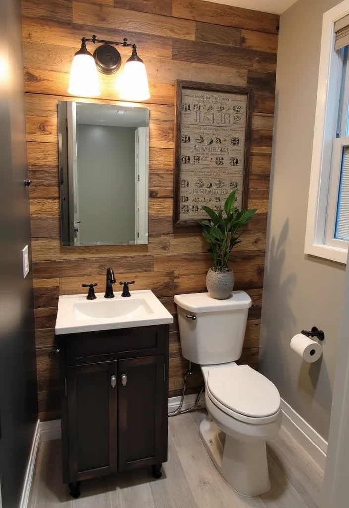 12 Rustic Half Bathroom Ideas for Cozy Natural Compact Style 78 12 Rustic Half Bathroom Ideas for Cozy Natural Compact Style 8. Create a Statement Wall