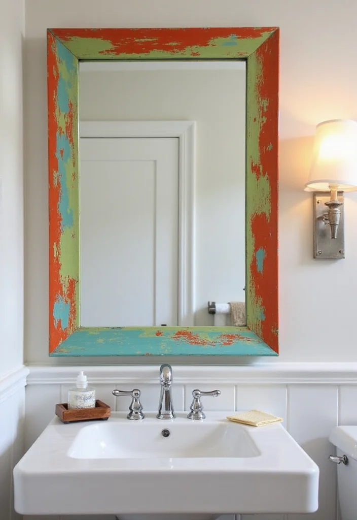 14 Colorful Bathroom Ideas for Playful Bright Cheerful Spaces - 12. Creative Mirrors