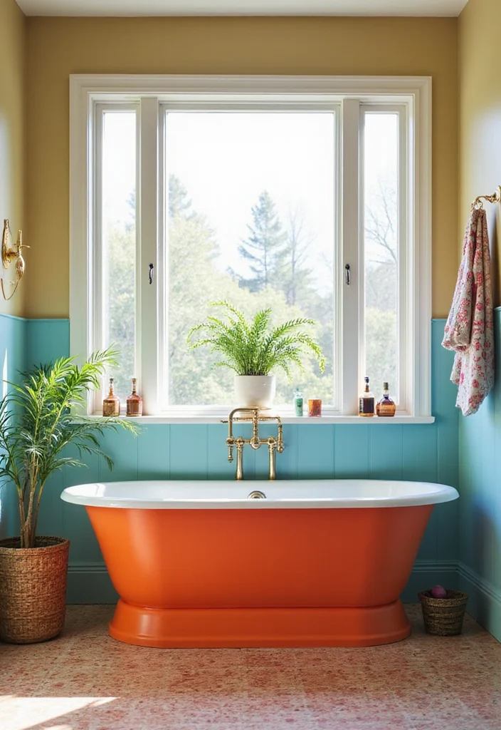 14 Colorful Bathroom Ideas for Playful Bright Cheerful Spaces - 14. Statement Bathtubs