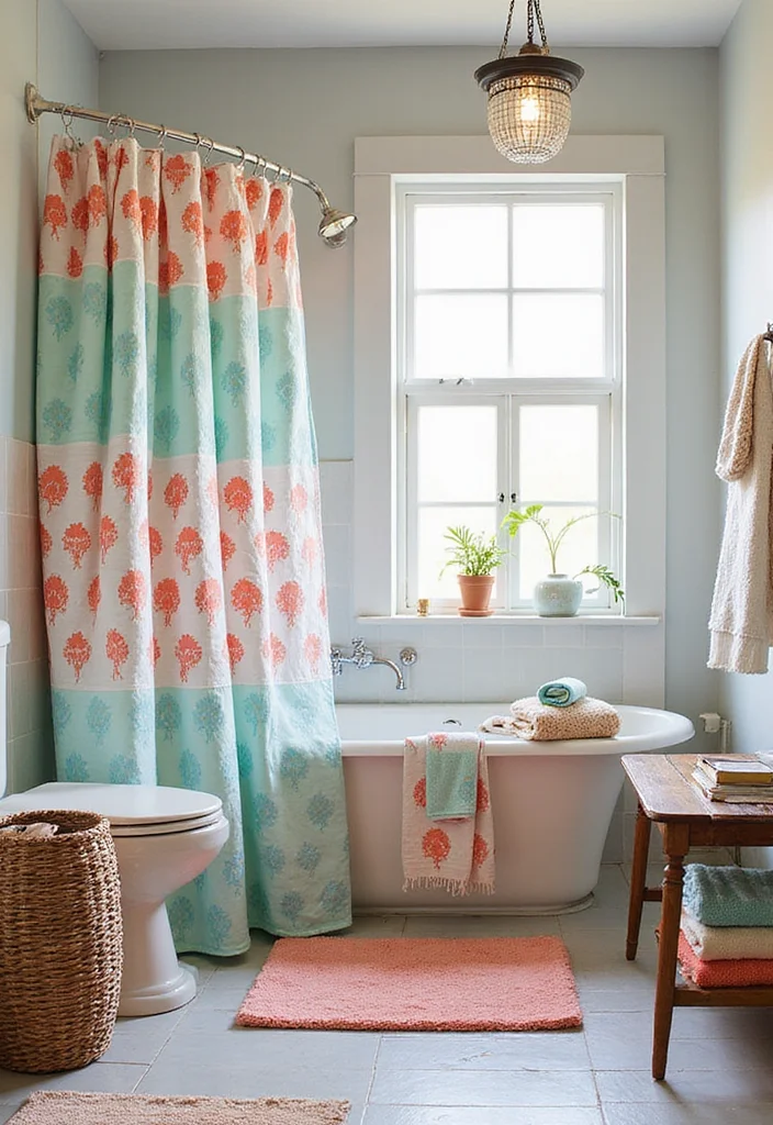 14 Colorful Bathroom Ideas for Playful Bright Cheerful Spaces - 5. Playful Linens