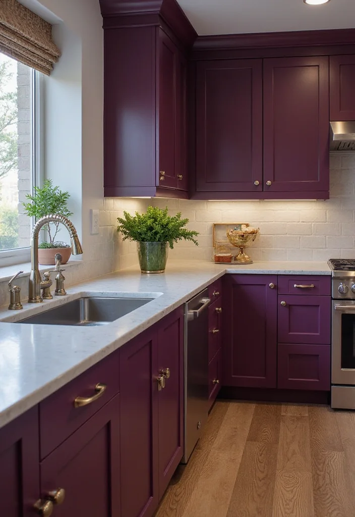 14 Kitchen Color Ideas for Bright Updated Palettes 100 14 Kitchen Color Ideas for Bright Updated Palettes - 10. Vibrant Aubergine