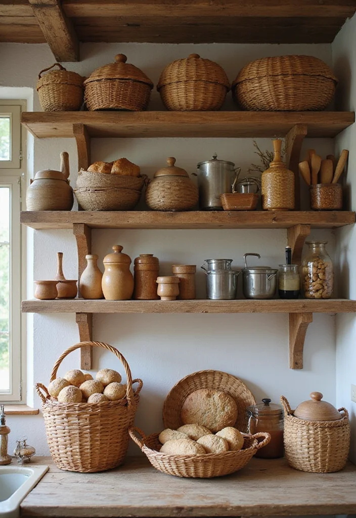 14 Kitchen Shelf Decor Ideas for Simple Stylish Accents 89 14 Kitchen Shelf Decor Ideas for Simple Stylish Accents 9. Woven Baskets