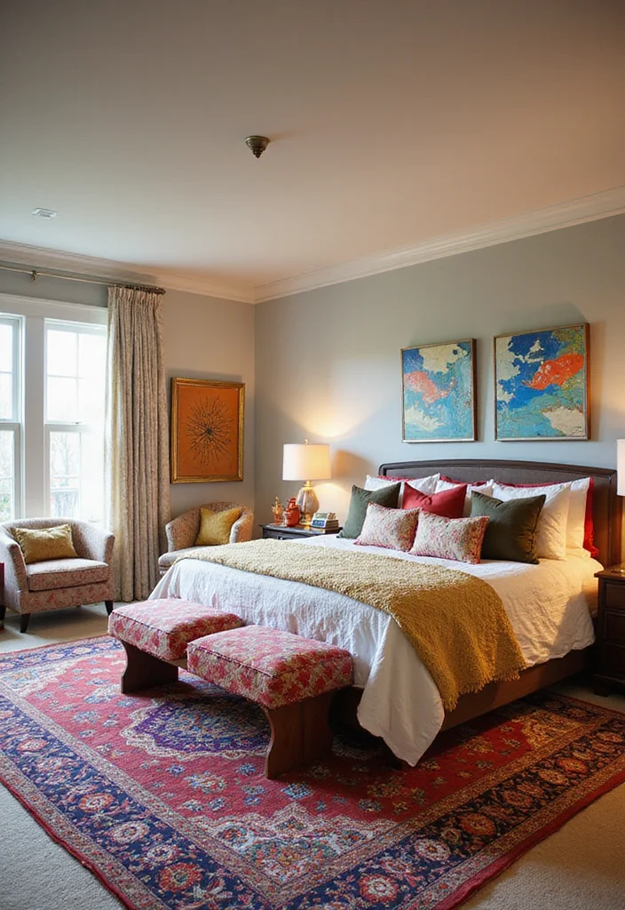 14 Large Bedroom Ideas for Open Airy Comfortable Layouts 122 14 Large Bedroom Ideas for Open Airy Comfortable Layouts 12. Dynamic Color Accents