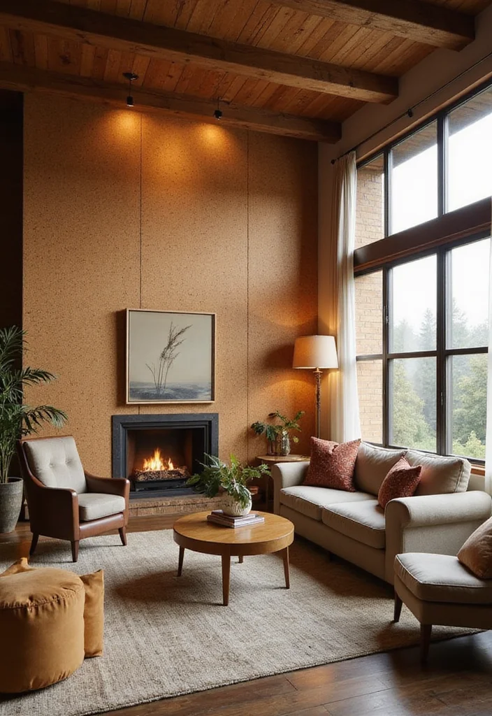 14 Living Room Wall Paneling Ideas for Texture Depth and Warmth - 13. Cork Panels