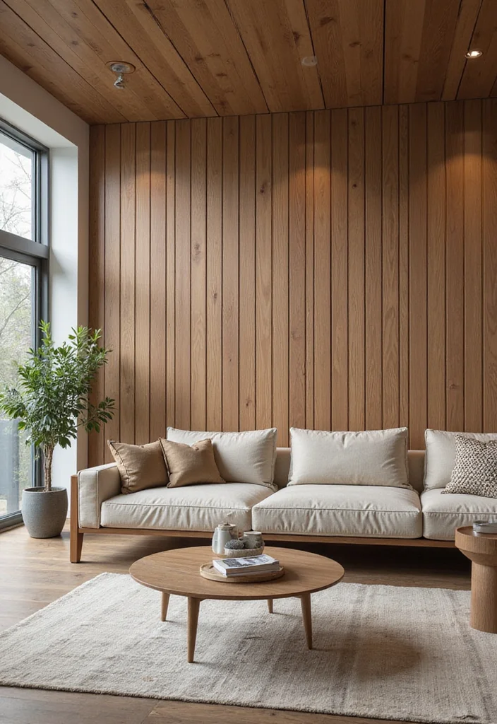 14 Living Room Wall Paneling Ideas for Texture Depth and Warmth - 4. Vertical Plank Panels