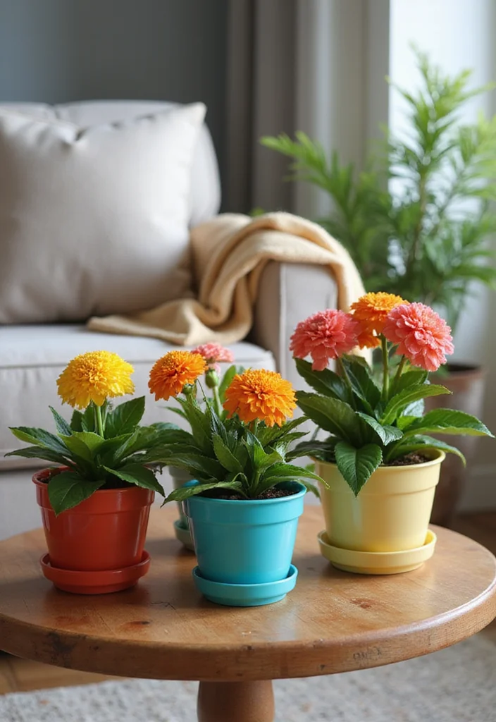 14 Plants in Living Room Ideas for Fresh Natural Greenery 100 14 Plants in Living Room Ideas for Fresh Natural Greenery - 10. Embrace Bold Colors with Flowering Plants