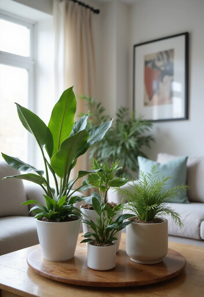 14 Plants in Living Room Ideas for Fresh Natural Greenery 34 14 Plants in Living Room Ideas for Fresh Natural Greenery - 4. Group Plants for a Cohesive Look