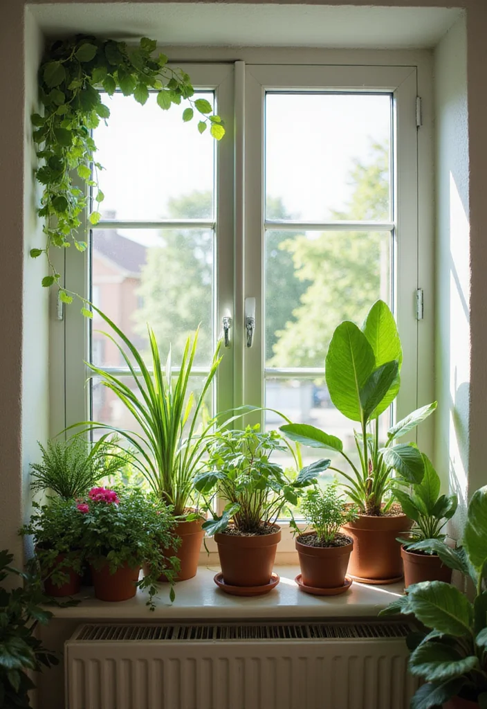 14 Plants in Living Room Ideas for Fresh Natural Greenery 89 14 Plants in Living Room Ideas for Fresh Natural Greenery - 9. Create a Windowsill Paradise