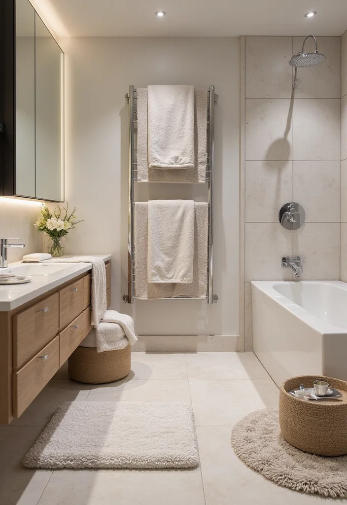 16 Modern Bathroom Decor Ideas for Clean Updated Minimal Style 12. Textured Fabrics