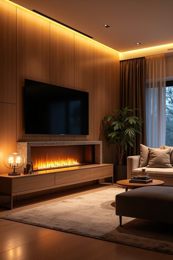 7 Can Light Placement Ideas for Your Living Room 4 glare safe tv and fireplace lighting