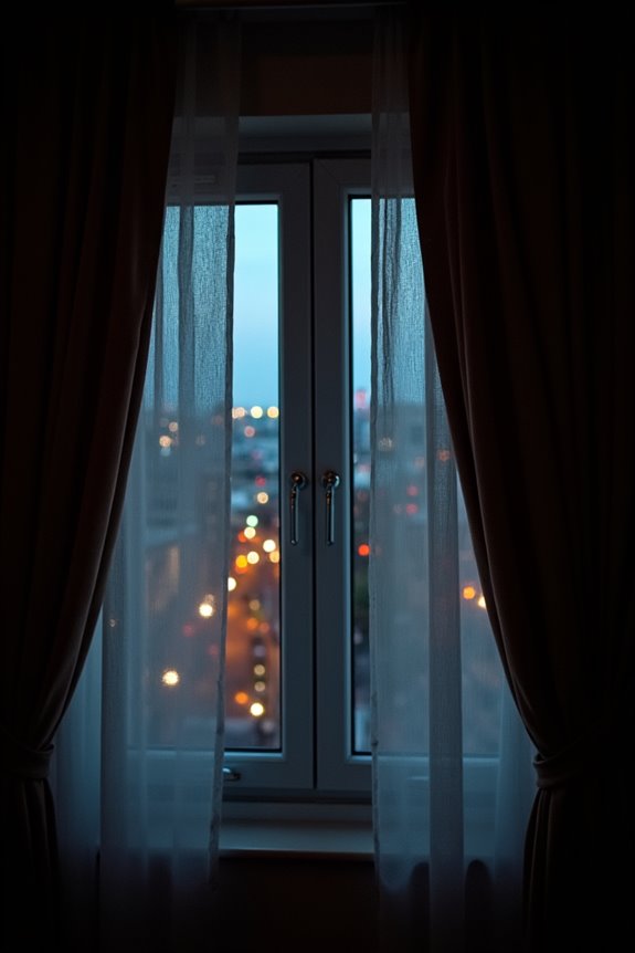 Can You See Through Sheer Curtains at Night? 5 layered sheers with blackout curtains